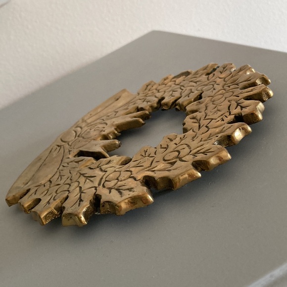 Vintage Penco Solid Brass Christmas Wreath Trivet Hot Plate New Bedford Mass - Picture 2 of 8